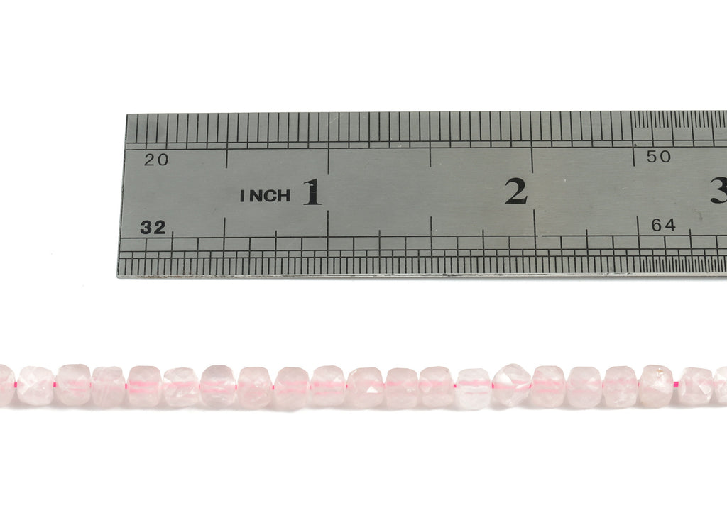 Pink Quartz Cube Beads 4mm - 15.5 inch - Faceted Cube Gemstone Beads - Natural Stone Beads - 4x4mm - NS1112 - DOMEDBAZAAR