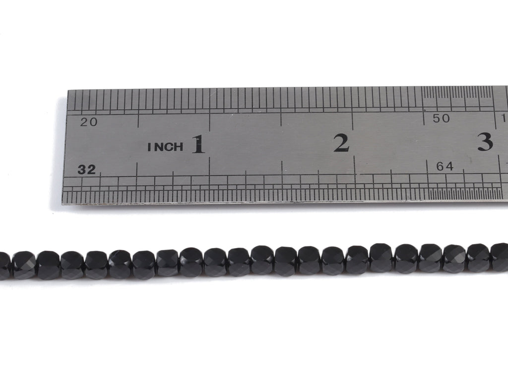 Black Agate Cube Beads 4mm - 15.5 inch - Faceted Cube Gemstone Beads - Natural Stone Beads - 4x4mm - NS1116 - DOMEDBAZAAR