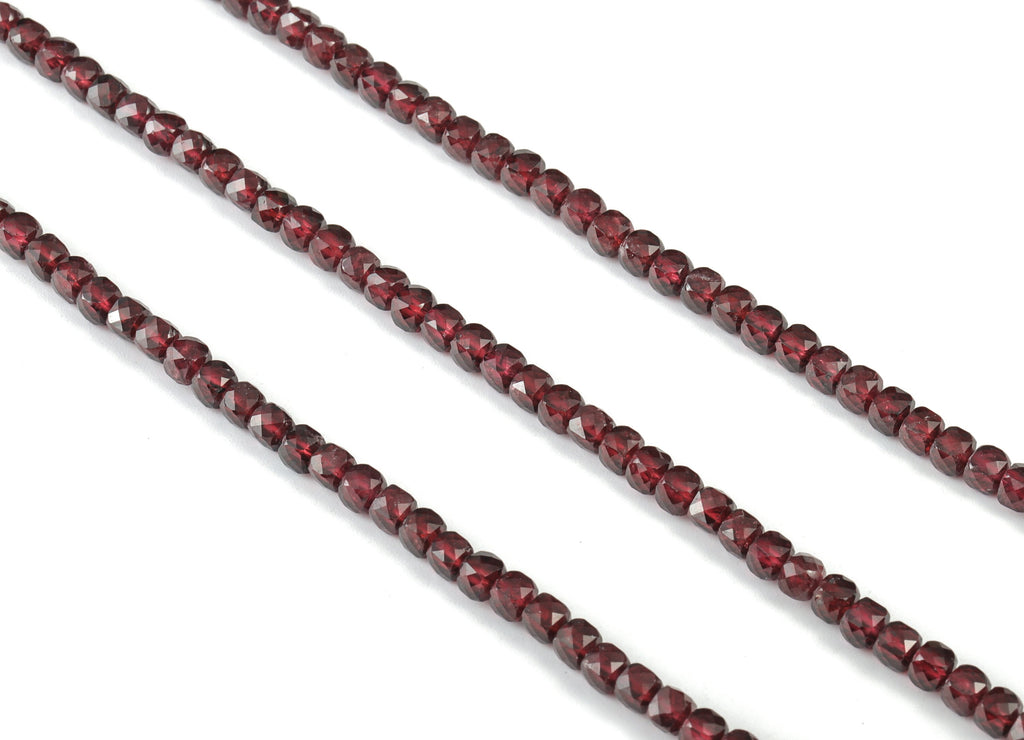 Granet Cube Beads 4mm - 15.5 inch - Faceted Cube Gemstone Beads - Natural Stone Beads - 4x4mm - NS1119 - DOMEDBAZAAR