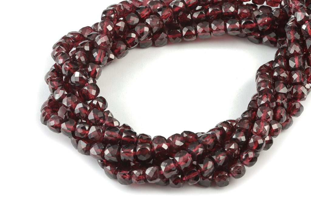 Granet Cube Beads 4mm - 15.5 inch - Faceted Cube Gemstone Beads - Natural Stone Beads - 4x4mm - NS1119 - DOMEDBAZAAR