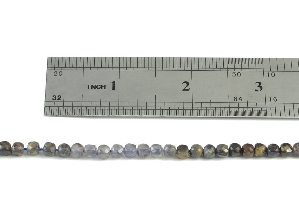 Lolite Stone Cube Beads 4mm - 15.5 inch - Faceted Cube Gemstone Beads - Natural Stone Beads - 4x4mm - NS1121 - DOMEDBAZAAR
