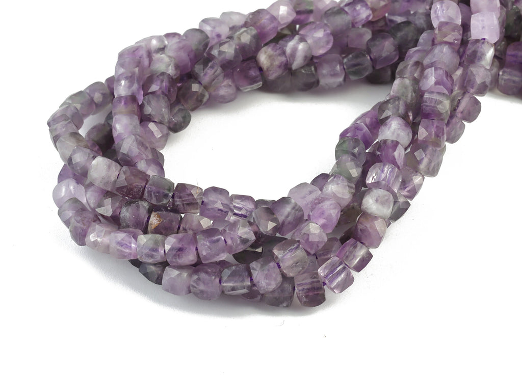 Amethyst Cube Beads 4mm - 15.5 inch - Faceted Cube Gemstone Beads - Natural Stone Beads - 4x4mm - NS1123 - DOMEDBAZAAR