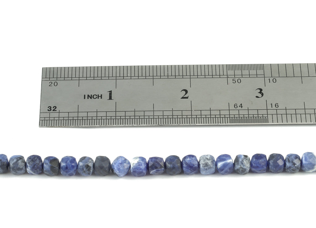 Sodalite Cube Beads 5mm - 15.5 inch - Faceted Cube Gemstone Beads - Natural Stone Beads - 5x5mm - NS1124 - DOMEDBAZAAR