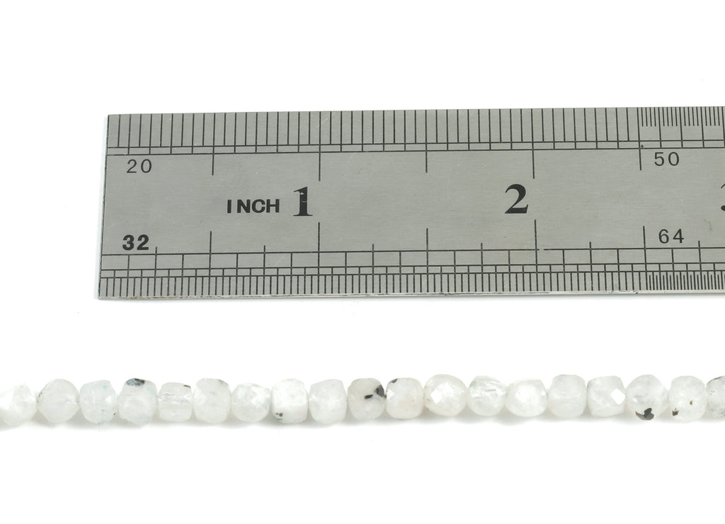 Moon Stone Cube Beads 4mm - 15.5 inch - Faceted Cube Gemstone Beads - Natural Stone Beads - 4x4mm - NS1133 - DOMEDBAZAAR