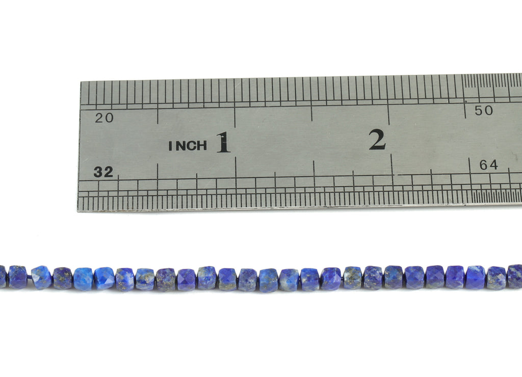 Lapis Cube Beads 3mm - 15.5 inch - Faceted Cube Gemstone Beads - Natural Stone Beads - 3x3mm - NS1136 - DOMEDBAZAAR
