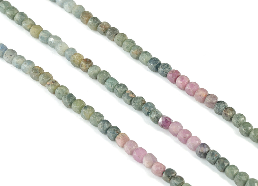 Colour Jewel Cube Beads 4mm - 15.5 inch - Faceted Cube Gemstone Beads - Natural Stone Beads - 4x4mm - NS1140 - DOMEDBAZAAR