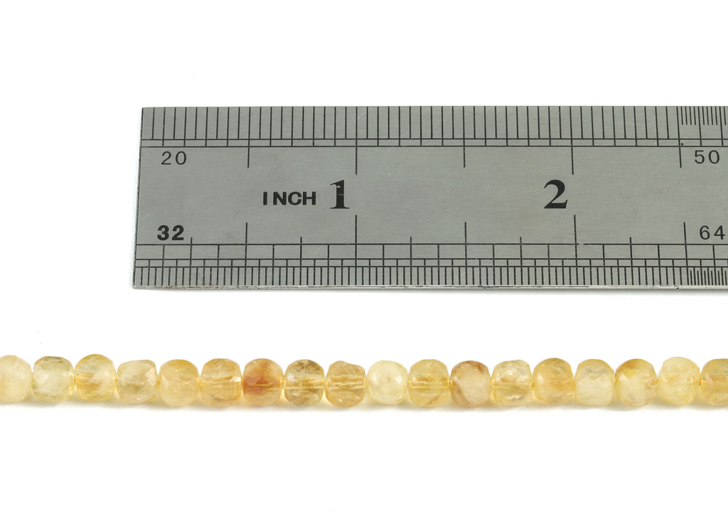 Citrine Cube Beads 4mm - 15.5 inch - Faceted Cube Gemstone Beads - Natural Stone Beads - 4x4mm - NS1143 - DOMEDBAZAAR