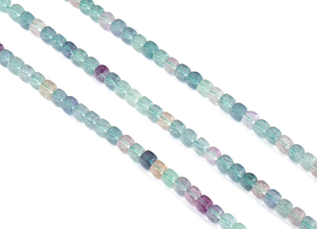 Flourite Cube Beads 6mm - 15.5 inch - Faceted Cube Gemstone Beads - Natural Stone Beads - 6x6mm - NS1144 - DOMEDBAZAAR