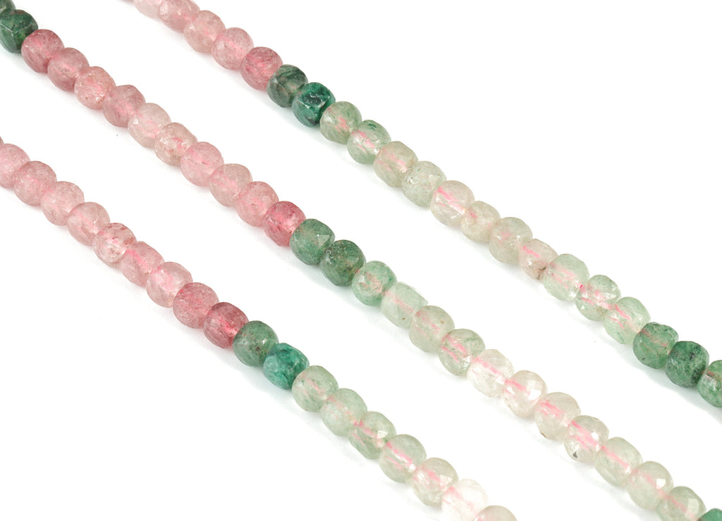 Strawberry Cube Beads 5mm - 15.5 inch - Faceted Cube Gemstone Beads - Natural Stone Beads - 5x5mm - NS1145 - DOMEDBAZAAR
