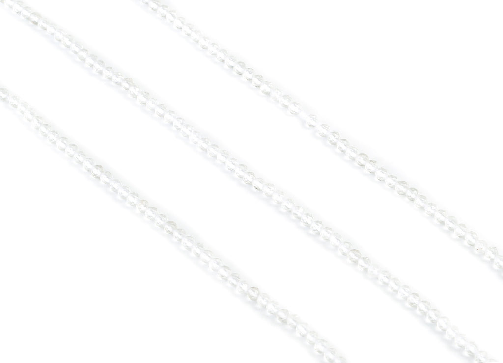 White Crystal Round Beads 2mm - 15.5 inch - Faceted Round Gemstone Beads - Natural Stone Beads - 2x2mm - NS1152 - DOMEDBAZAAR
