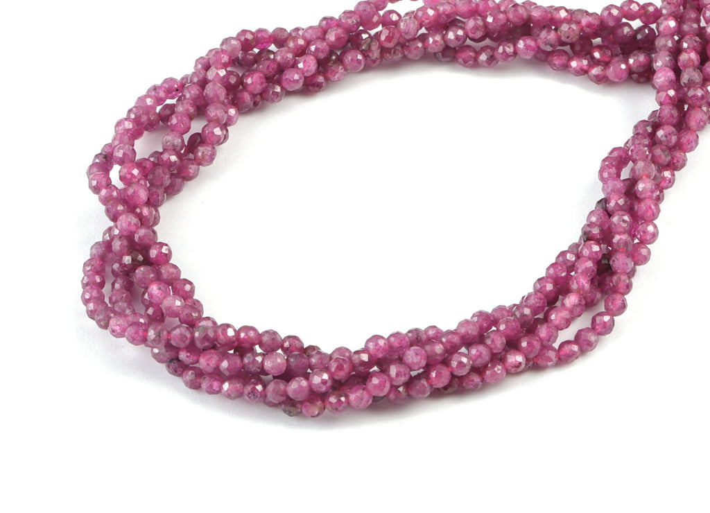 Ruby Round Beads 2mm - 15.5 inch - Faceted Round Gemstone Beads - Natural Stone Beads - 2x2mm - NS1155 - DOMEDBAZAAR