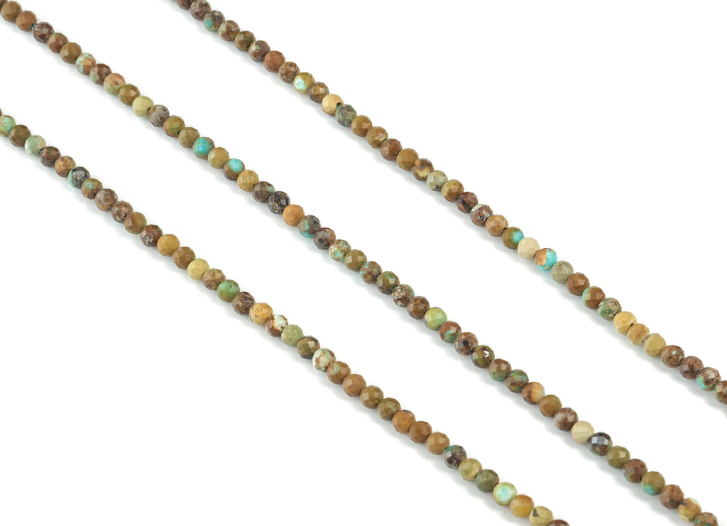 Turquoise Round Beads 3mm - 15.5 inch - Faceted Round Gemstone Beads - Natural Stone Beads - 3x3mm - NS1158 - DOMEDBAZAAR