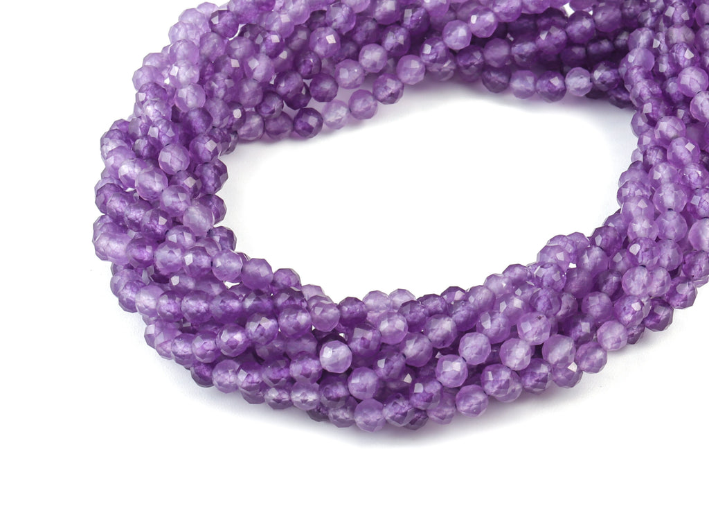 Amethyst Round Beads 4mm - 15.5 inch - Faceted Round Gemstone Beads - Natural Stone Beads - 4x4mm - NS1159 - DOMEDBAZAAR