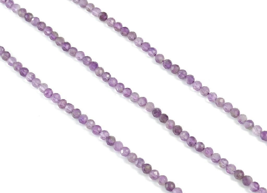 Amethyst Round Beads 3mm - 15.5 inch - Faceted Round Gemstone Beads - Natural Stone Beads- 3x3mm - NS1160 - DOMEDBAZAAR