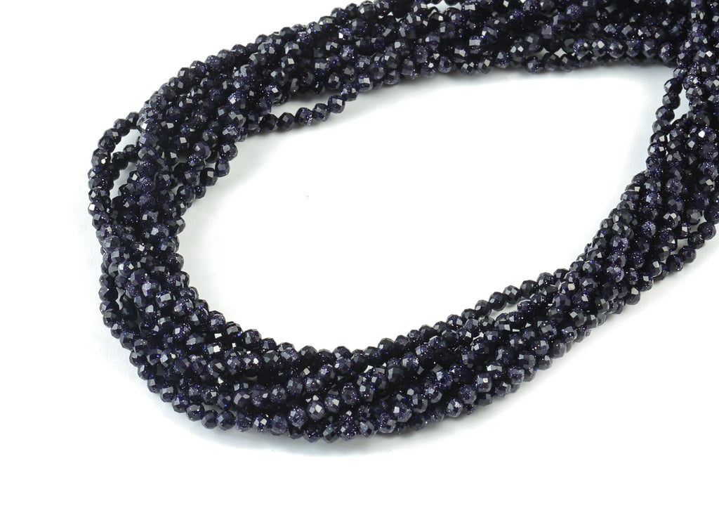 Blue Sand  Round Beads 2mm - 15.5 inch - Faceted Round Gemstone Beads - Natural Stone Beads - 2x2mm - NS1164 - DOMEDBAZAAR