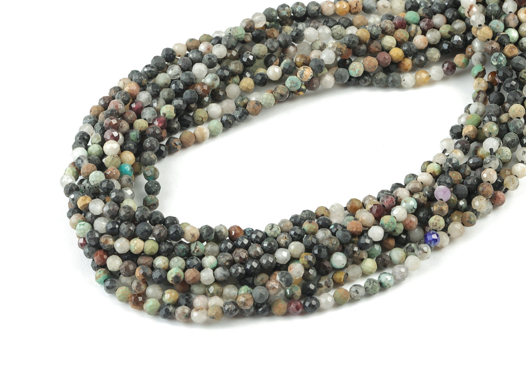 Treasure Round Beads 2mm - 15.5 inch - Faceted Round Gemstone Beads - Natural Stone Beads - 2x2mm - NS1165 - DOMEDBAZAAR