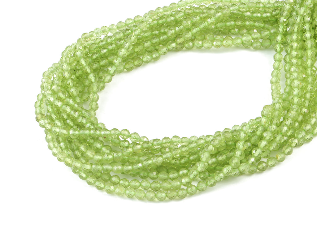 Peridot Round Beads 3mm - 15.5 inch - Faceted Round Gemstone Beads - Natural Stone Beads - 3.5x3.5mm - NS1167 - DOMEDBAZAAR