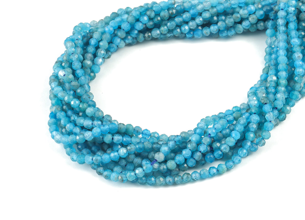 Apatite Round Beads 3mm - 15.5 inch - Faceted Round Gemstone Beads - Natural Stone Beads - 3x3mm - NS1168 - DOMEDBAZAAR