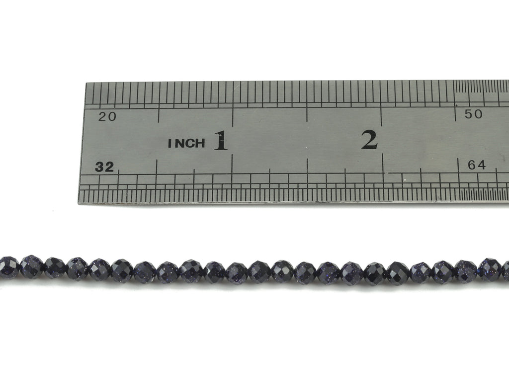 Blue Sand Round Beads 4mm - 15.5 inch - Faceted Round Gemstone Beads - Natural Stone Beads - 4x4mm - NS1170 - DOMEDBAZAAR