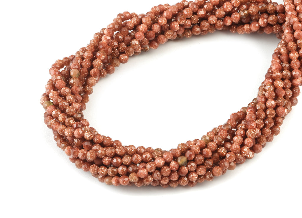 Golden Sand Round Beads 2mm - 15.5 inch - Faceted Round Gemstone Beads - Natural Stone Beads - 2x2mm - NS1177 - DOMEDBAZAAR