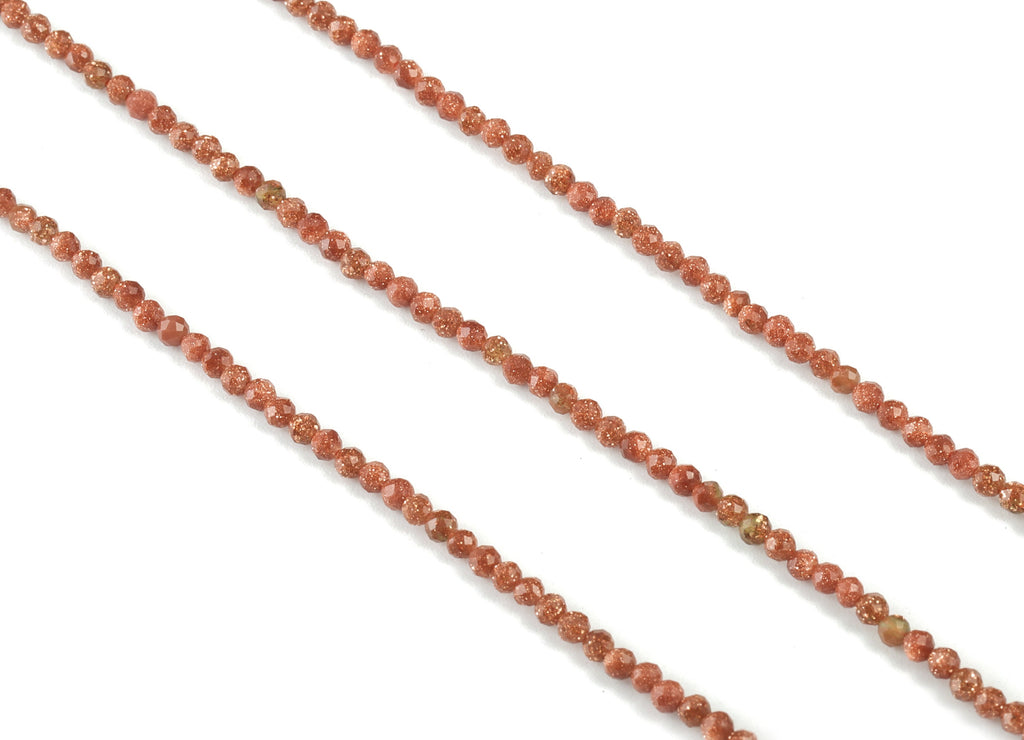 Golden Sand Round Beads 2mm - 15.5 inch - Faceted Round Gemstone Beads - Natural Stone Beads - 2x2mm - NS1177 - DOMEDBAZAAR