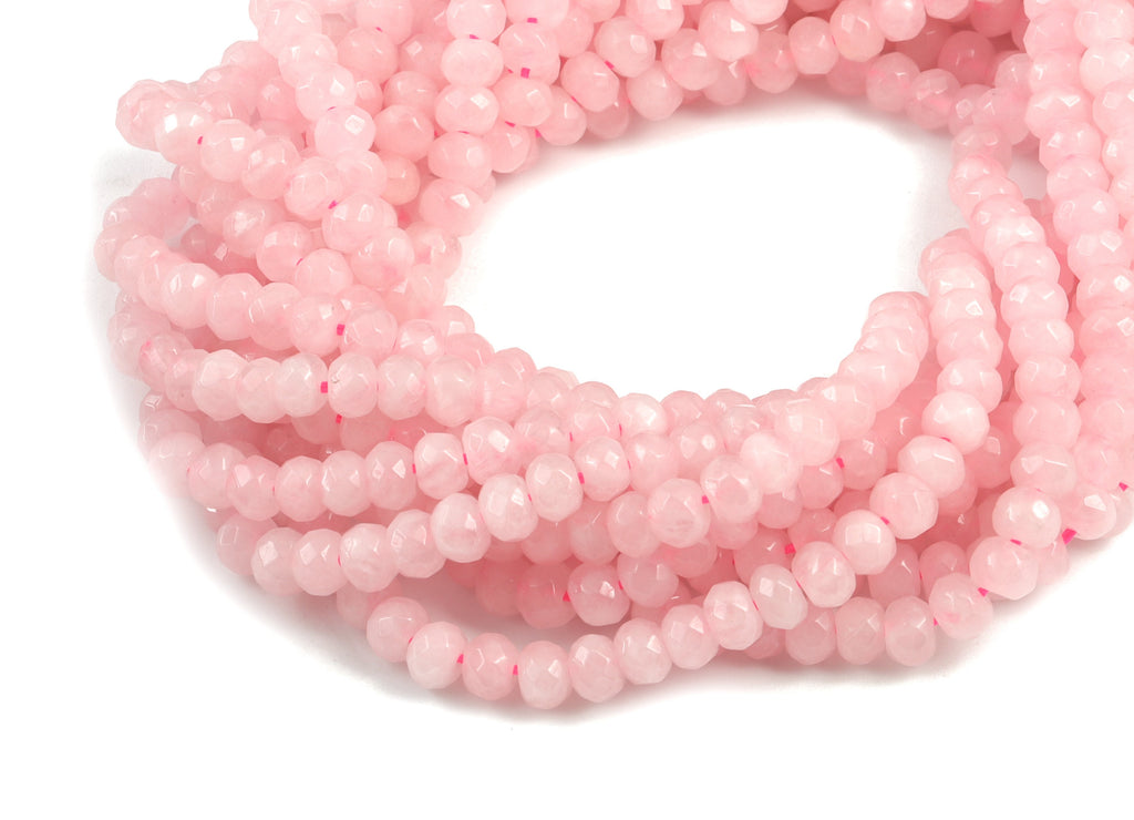 Crystal Pink Quartz Round Beads 4-6mm - 15.5 inch - Faceted Round Gemstone Beads - Natural Stone Beads - 4x6mm - NS1178 - DOMEDBAZAAR