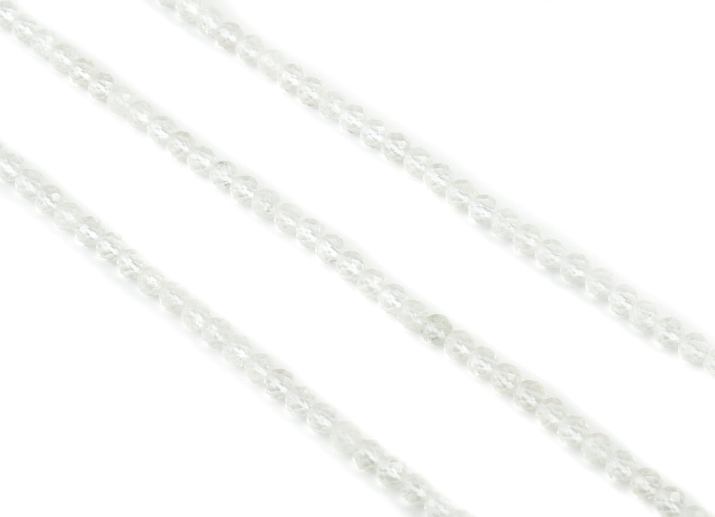 White Crystal Round Beads 4mm - 15.5 inch - Faceted Round Gemstone Beads - Natural Stone Beads - 4x4mm - NS1179 - DOMEDBAZAAR