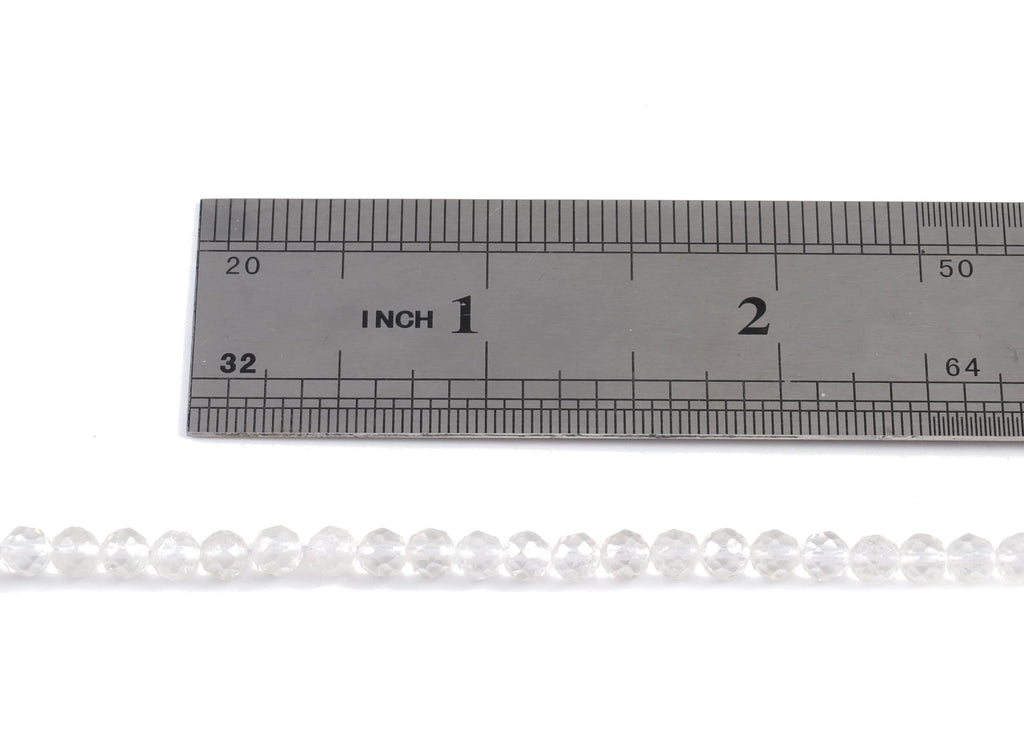 White Crystal Round Beads 4mm - 15.5 inch - Faceted Round Gemstone Beads - Natural Stone Beads - 4x4mm - NS1179 - DOMEDBAZAAR