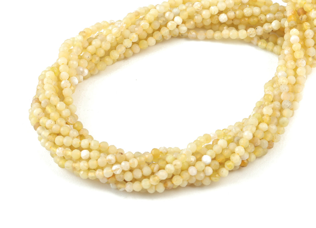Yellow Opal  Round Beads 2mm - 15.5 inch - Faceted Round Gemstone Beads - Natural Stone Beads - 2x2mm - NS1184 - DOMEDBAZAAR