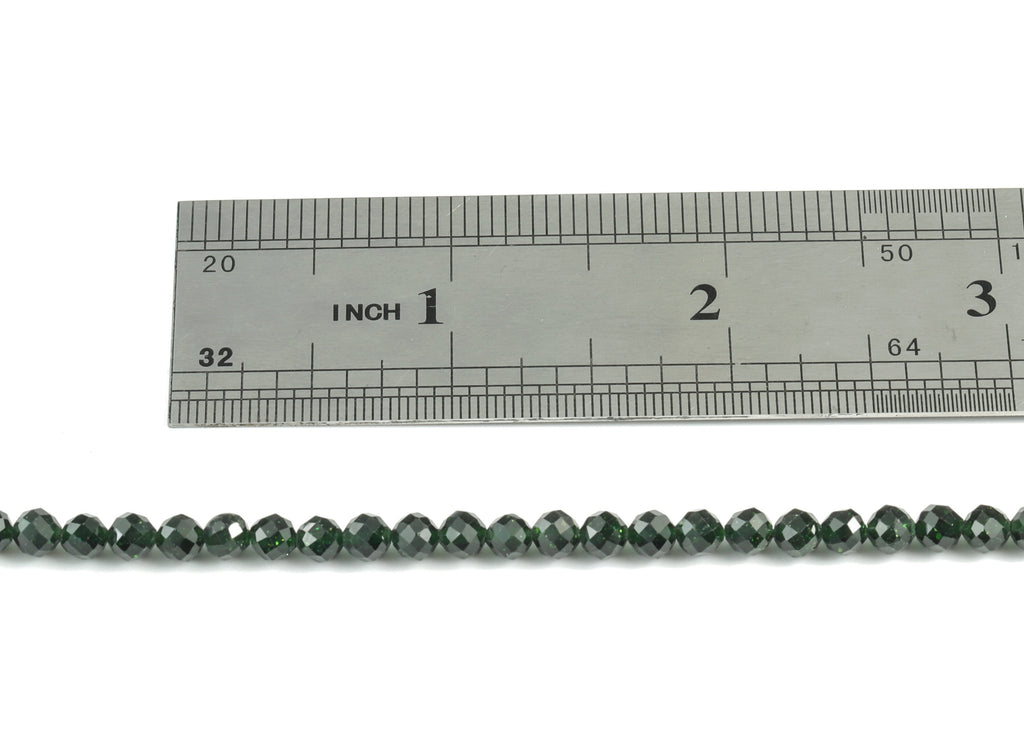 Green Sand Round Beads 4mm - 15.5 inch - Faceted Round Gemstone Beads - Natural Stone Beads - 4x4mm - NS1195 - DOMEDBAZAAR