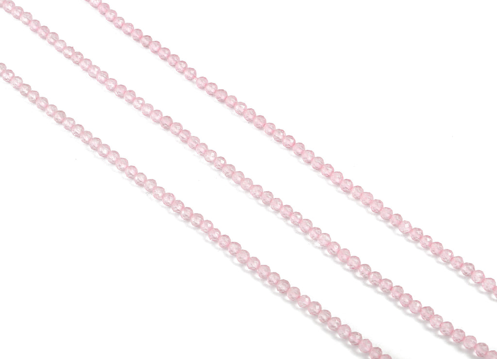 Pink Crystal Round Beads 3mm - 15.5 inch - Faceted Round Gemstone Beads - Natural Stone Beads - 3x3mm - NS1199A - DOMEDBAZAAR