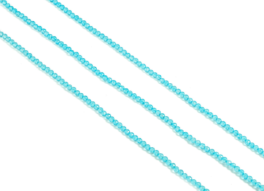 Blue Crystal Round Beads 2mm - 15.5 inch - Faceted Round Gemstone Beads - Natural Stone Beads - 2x2mm - NS1200B - DOMEDBAZAAR