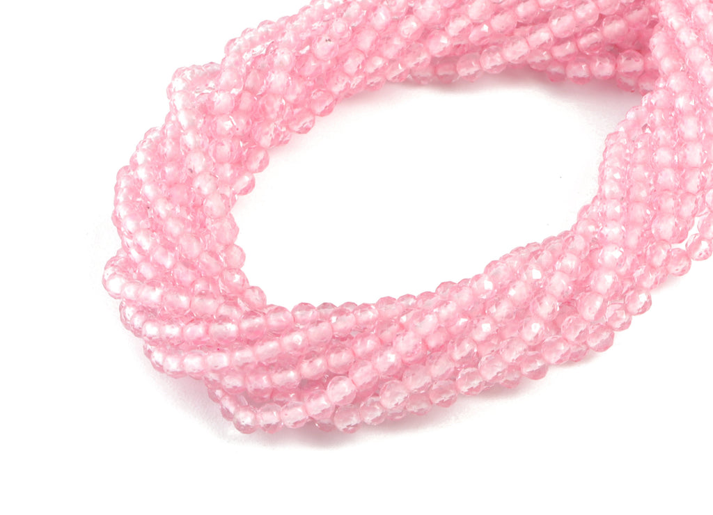 Pink Crystal Round Beads 2mm - 15.5 inch - Faceted Round Gemstone Beads - Natural Stone Beads - 2x2mm - NS1200D - DOMEDBAZAAR