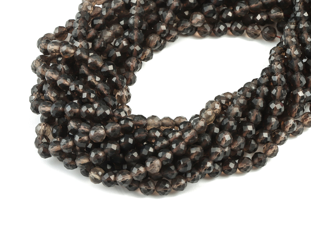 Tea coloured Crystal Round Beads 4mm - 15.5 inch - Faceted Round Gemstone Beads - Natural Stone Beads - 4x4mm - NS1206 - DOMEDBAZAAR