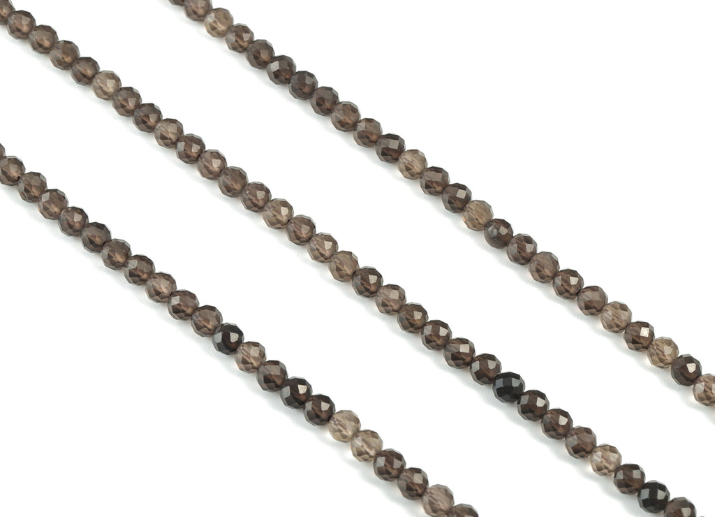 Tea coloured Crystal Round Beads 4mm - 15.5 inch - Faceted Round Gemstone Beads - Natural Stone Beads - 4x4mm - NS1206 - DOMEDBAZAAR