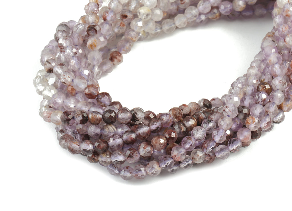 Purple Ghost Round Beads 3mm - 15.5 inch - Faceted Round Gemstone Beads - Natural Stone Beads - 3x3mm - NS1207 - DOMEDBAZAAR