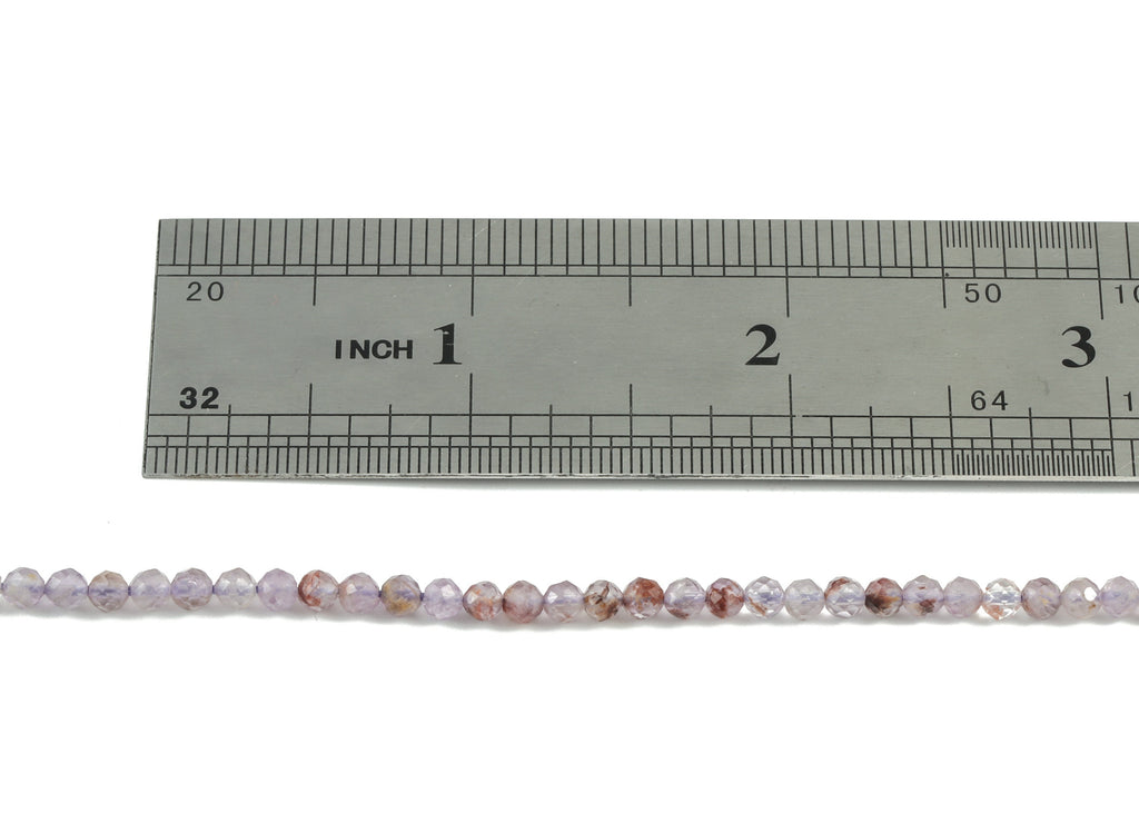 Purple Ghost Round Beads 3mm - 15.5 inch - Faceted Round Gemstone Beads - Natural Stone Beads - 3x3mm - NS1207 - DOMEDBAZAAR