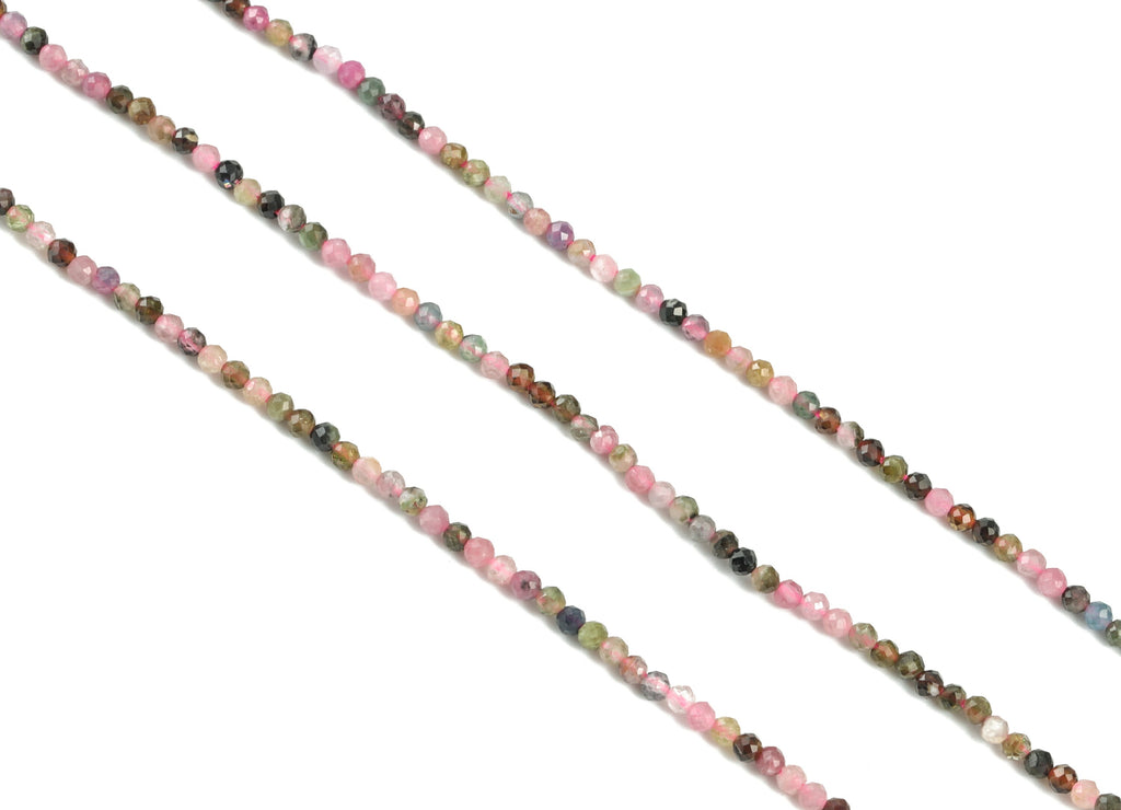 Tourmaline Round Beads 2mm - 15.5 inch - Faceted Round Gemstone Beads - Natural Stone Beads - 2x2mm - NS1208 - DOMEDBAZAAR