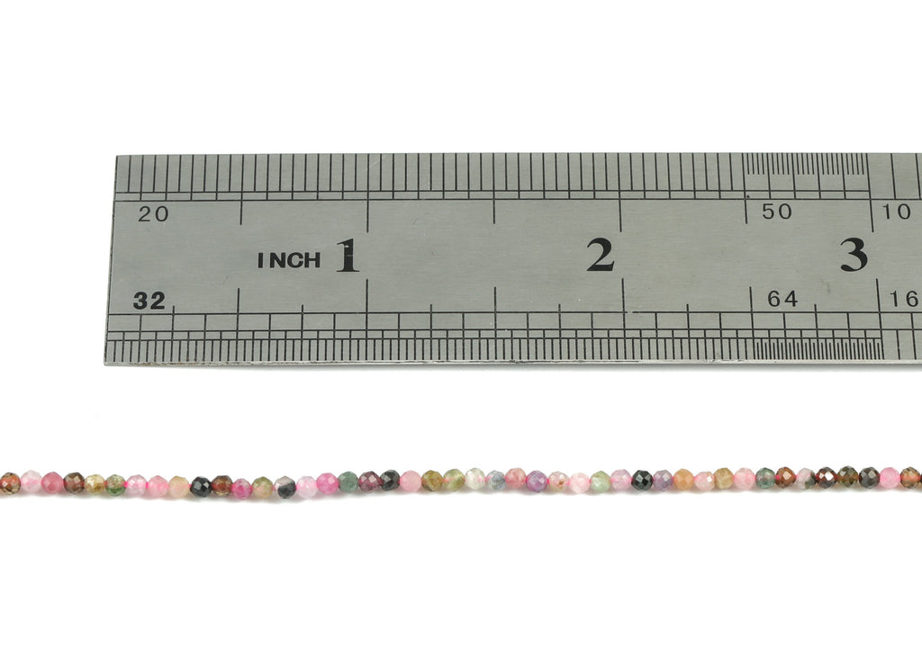 Tourmaline Round Beads 2mm - 15.5 inch - Faceted Round Gemstone Beads - Natural Stone Beads - 2x2mm - NS1208 - DOMEDBAZAAR