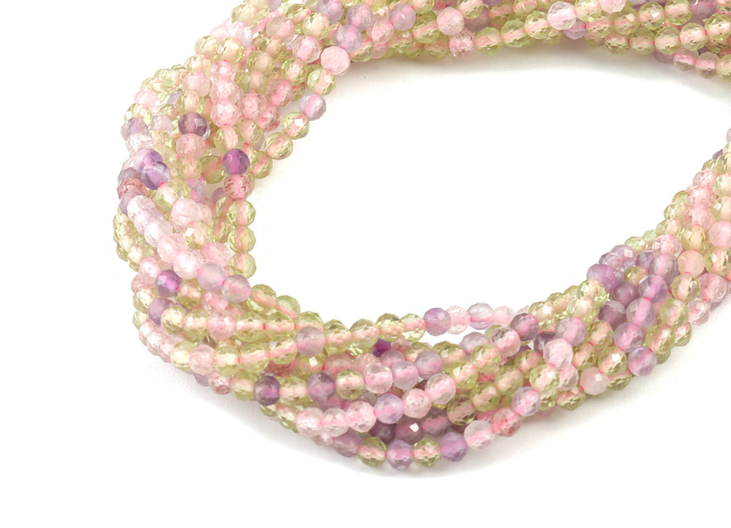 Fire Lines of Crystal Round Beads 2mm - 15.5 inch - Faceted Round Gemstone Beads - Natural Stone Beads - 2x2mm - NS1214 - DOMEDBAZAAR