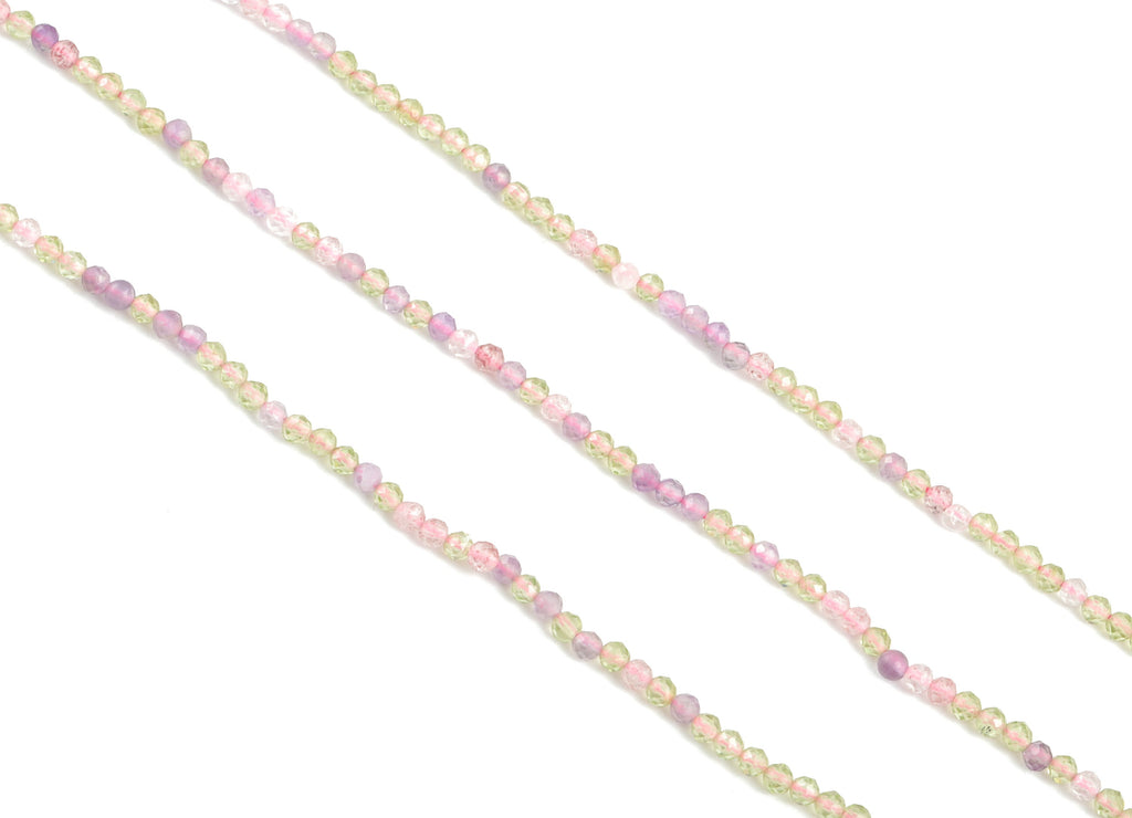 Fire Lines of Crystal Round Beads 2mm - 15.5 inch - Faceted Round Gemstone Beads - Natural Stone Beads - 2x2mm - NS1214 - DOMEDBAZAAR