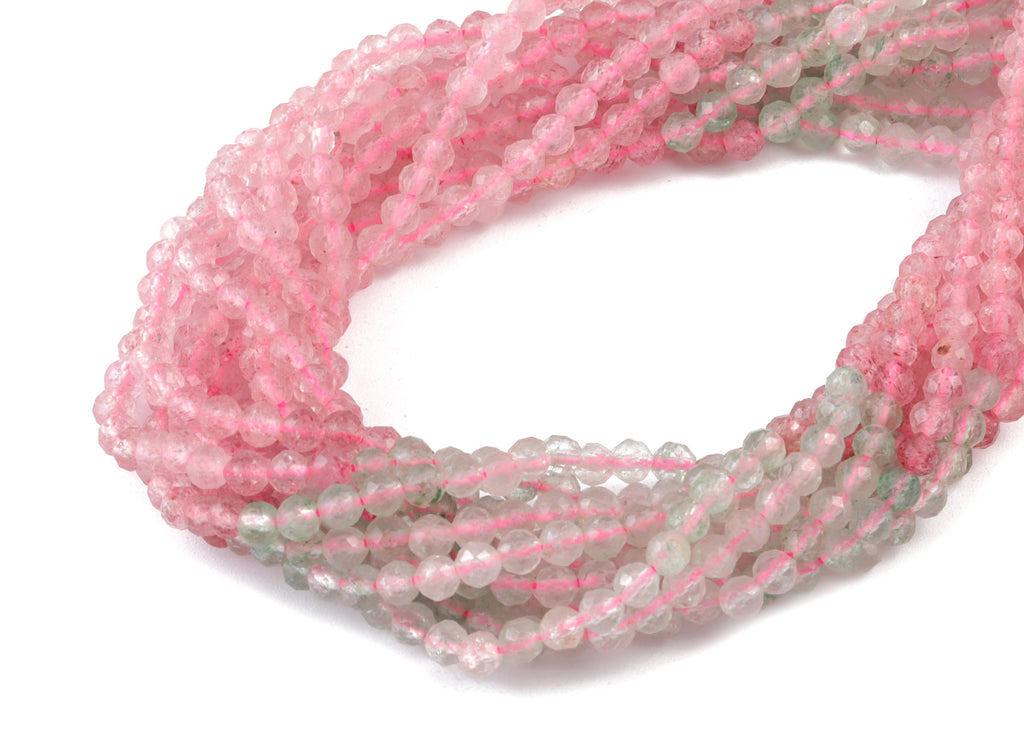 Red Green Strawberry Chrystal Round Beads 3mm - 15.5 inch - Faceted Round Gemstone Beads - Natural Stone Beads - 3x3mm - NS1216 - DOMEDBAZAAR