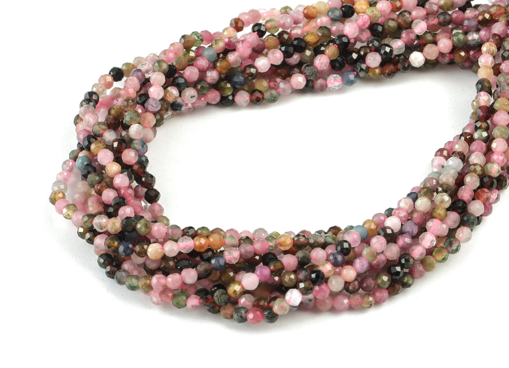 Tourmaline Round Beads 2mm - 15.5 inch - Faceted Round Gemstone Beads - Natural Stone Beads - 2x2mm - NS1217 - DOMEDBAZAAR