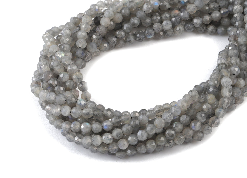 Labradorite Round Beads 3mm - 15.5 inch - Faceted Round Gemstone Beads - Natural Stone Beads - 3x3mm - NS1219 - DOMEDBAZAAR