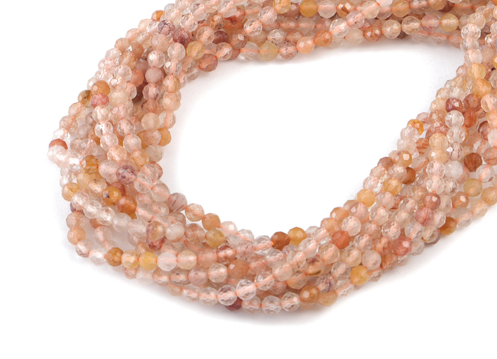 Color Development Round Beads 3mm - 15.5 inch - Faceted Round Gemstone Beads - Natural Stone Beads - 3x3mm - NS1230 - DOMEDBAZAAR