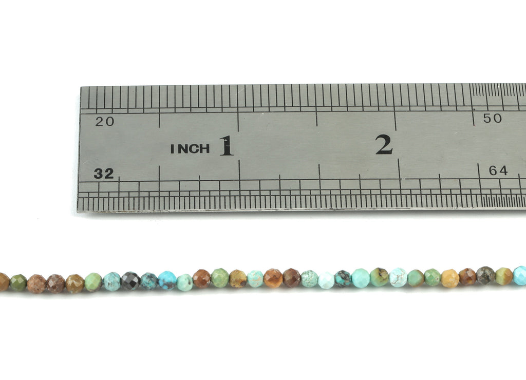 Turquoise Round Beads 3mm - 15.5 inch - Faceted Round Gemstone Beads - Natural Stone Beads - 3x3mm - NS1232 - DOMEDBAZAAR