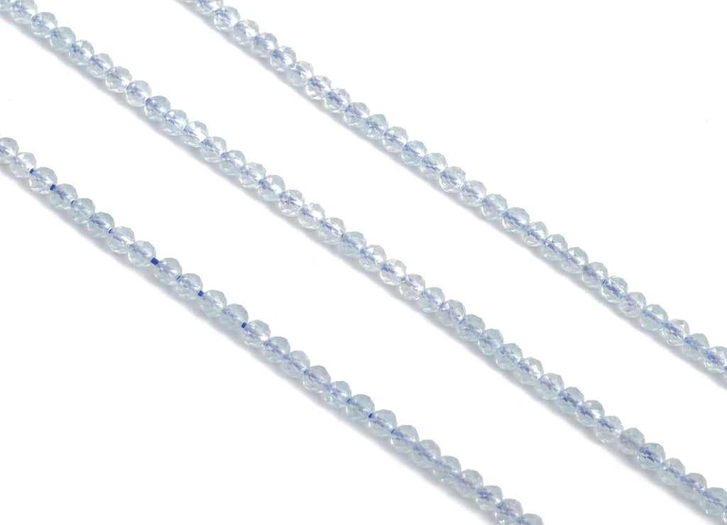 Aquamarine Round Beads 3mm - 15.5 inch - Faceted Round Gemstone Beads - Natural Stone Beads - 3x3mm - NS1233 - DOMEDBAZAAR