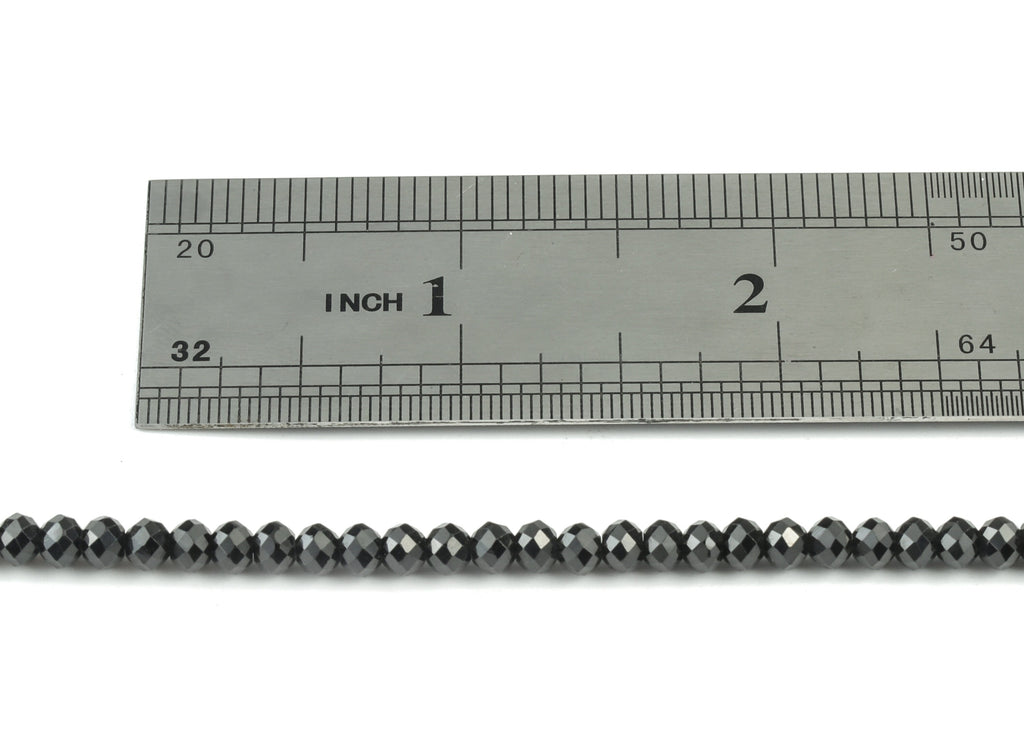 Black Spinel Round Beads 3-4mm - 15.5 inch - Faceted Round Gemstone Beads - Natural Stone Beads - 3x4mm - NS1234 - DOMEDBAZAAR