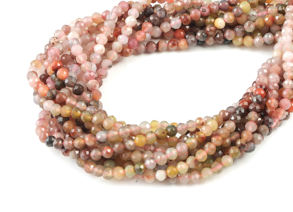 Agate Stone Round Beads 3mm - 15.5 inch - Faceted Round Gemstone Beads - Natural Stone Beads  - 3x3mm - NS1238 - DOMEDBAZAAR
