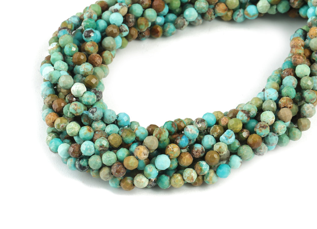 Turquoise Round Beads 2mm - 15.5 inch - Faceted Round Gemstone Beads - Natural Stone Beads - 2x2mm - NS1240 - DOMEDBAZAAR